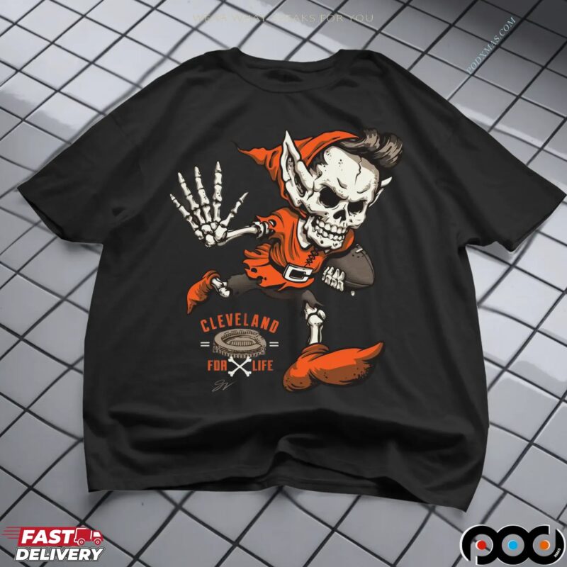 Cleveland For Life Skeleton Elf Halloween T Shirt