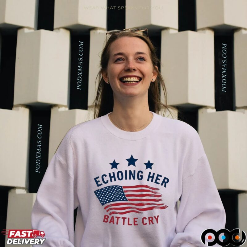 Echoing Her Battle Cry Erika USA Flag T Shirt