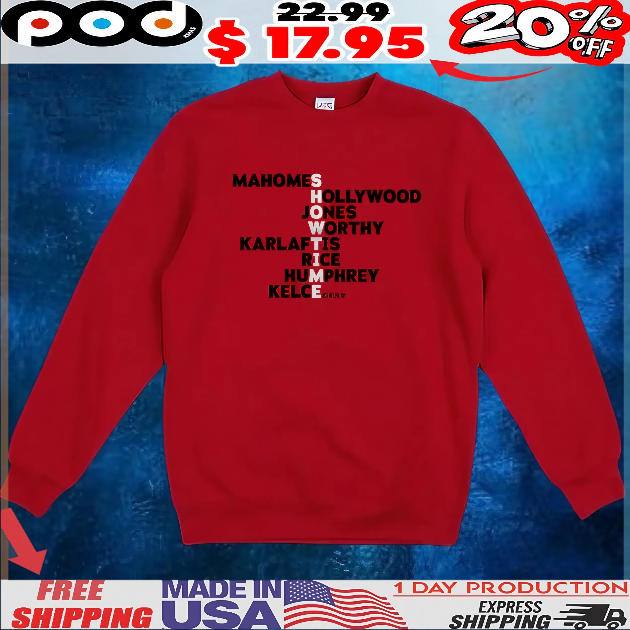 Kansas City Showtime Player Names Mahomes Hollywood Jones Worthy T Shirt