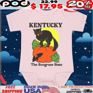 Kentucky The Boograss State Black Cat Pumpkin Halloween T Shirt