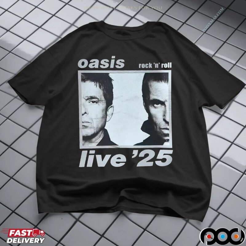 Oasis Rock 'n' Roll Live'25 Half Faces T Shirt