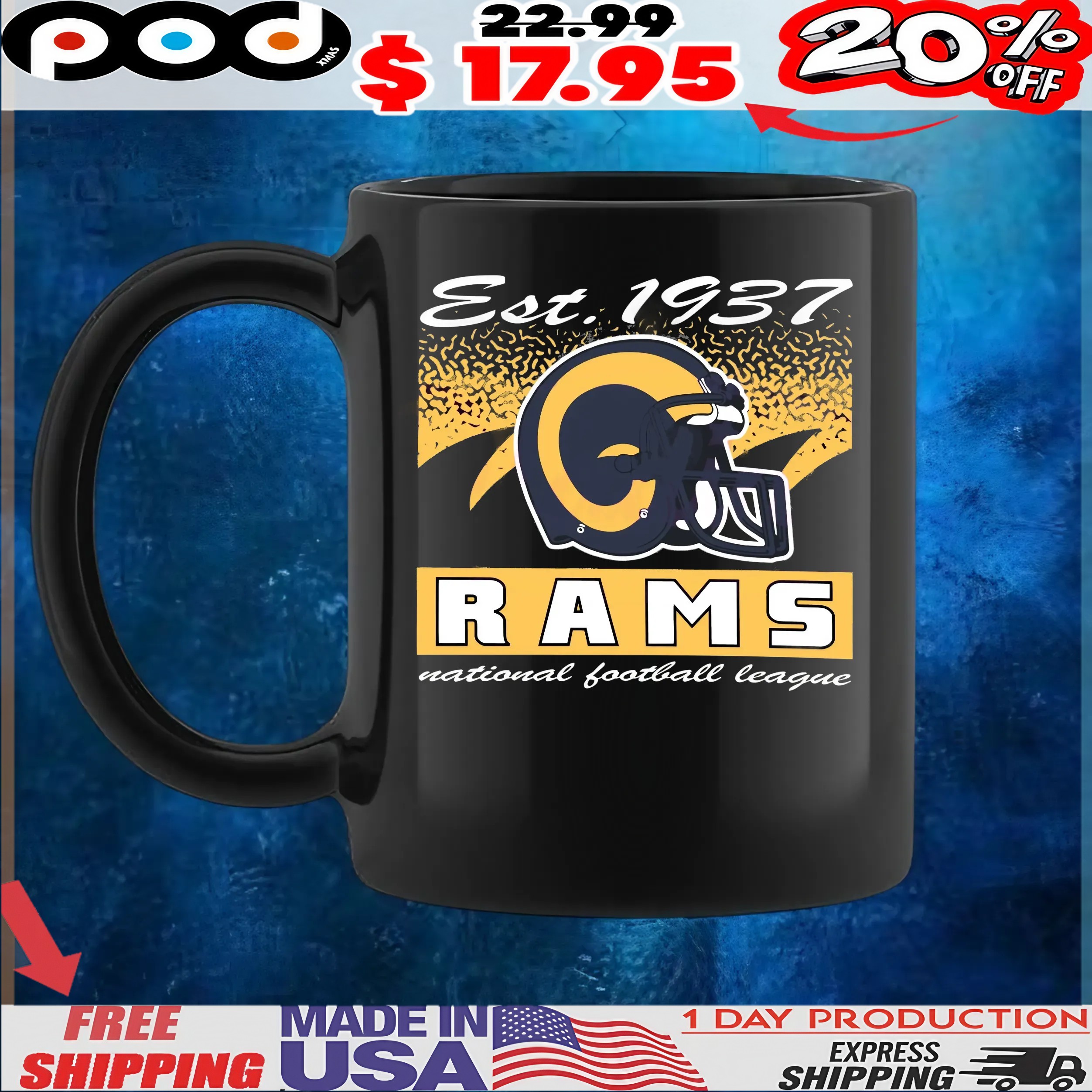 Los Angeles Rams Historic Waver Football Helmet National Football League T Shirt