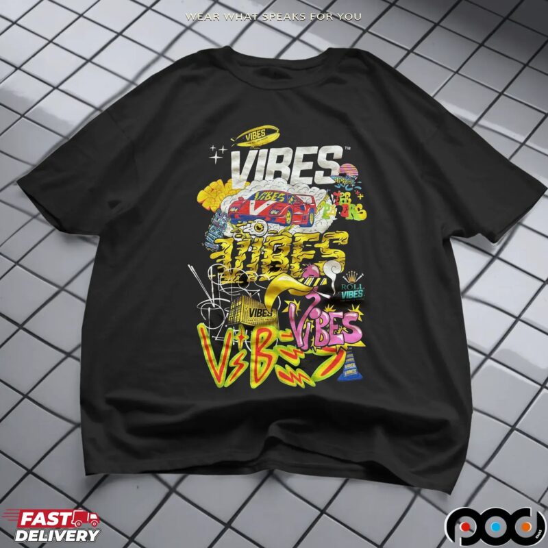 Vibes Rolling Papers Graffiti Streetwear Colorful Urban Retro Car, Smoke Art and Graffiti T Shirt