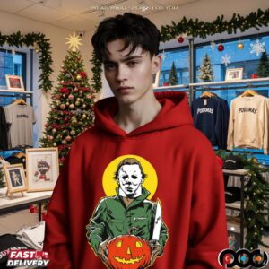 Michael Myers Pumpkin And A Knife Horror Halloween T Shirt