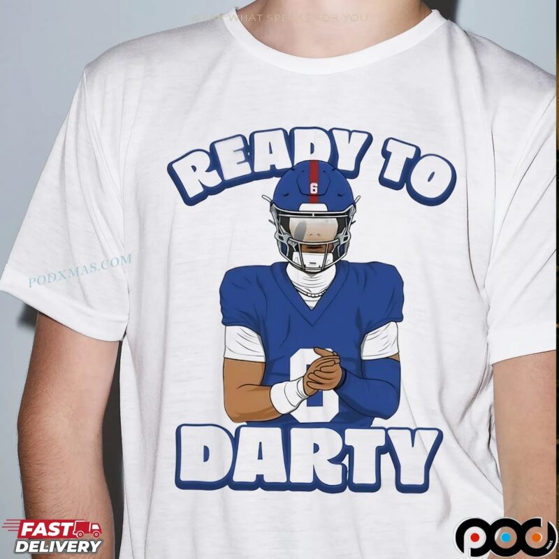 Jaxson Dart New York Giants Ready To Darty Graphic Portrait T Shirt Jaxson Dart New York Giants Ready To Darty Graphic Portrait T Shirt