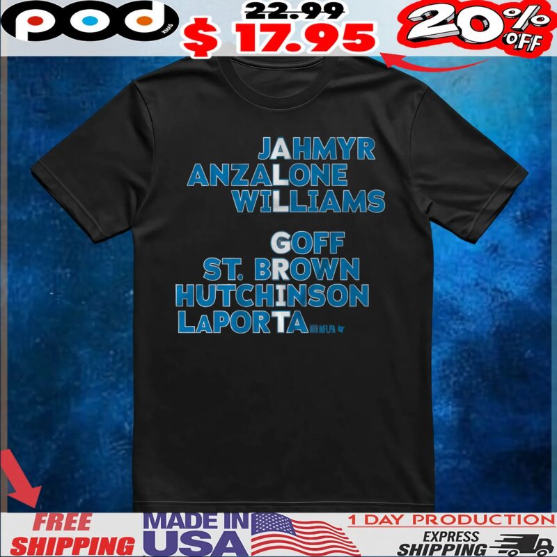 Detroit All Grit Names Jahmyr Anzalone Williams Goff St Brown Hutchinson Laporta T Shirt