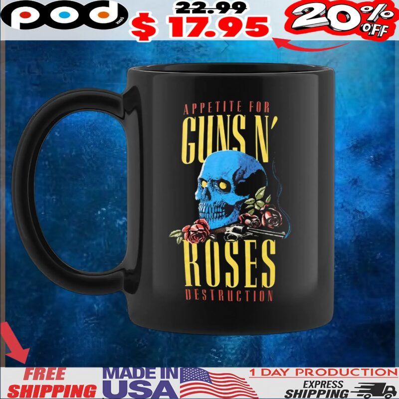 Guns N' Roses Appetite For Destruction Skull and Pistol T Shirt