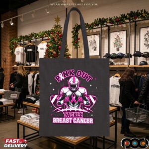 Neon Pink Out Tackle Breast Cancer Football Pink Ribbon Awareness T Shirt
