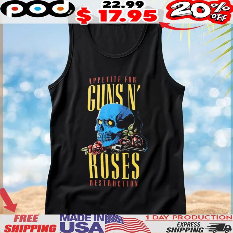 Guns N' Roses Appetite For Destruction Skull and Pistol T Shirt
