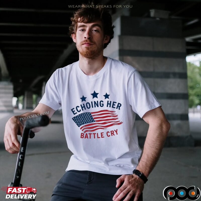 Echoing Her Battle Cry Erika USA Flag T Shirt