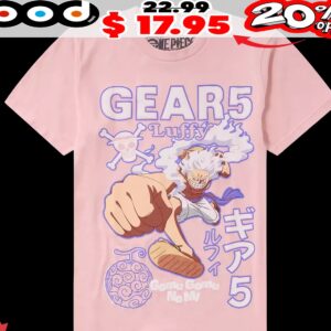 One Piece Luffy Gear 5 Pink T Shirt