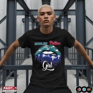 Philadelphia Sports Eagles X Phillies Girl Lips Mashup T Shirt