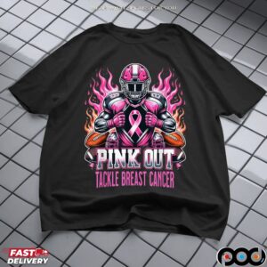 Pink Out Tackle Breast Cancer Awareness American Football Mashup T Shirt