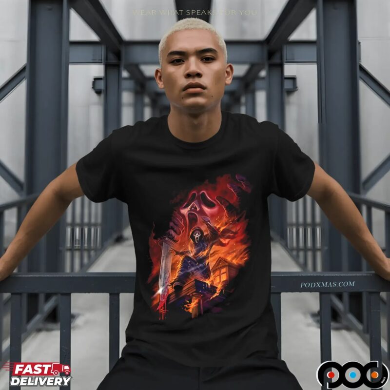 Ghostface Fire In The Night Halloween T Shirt