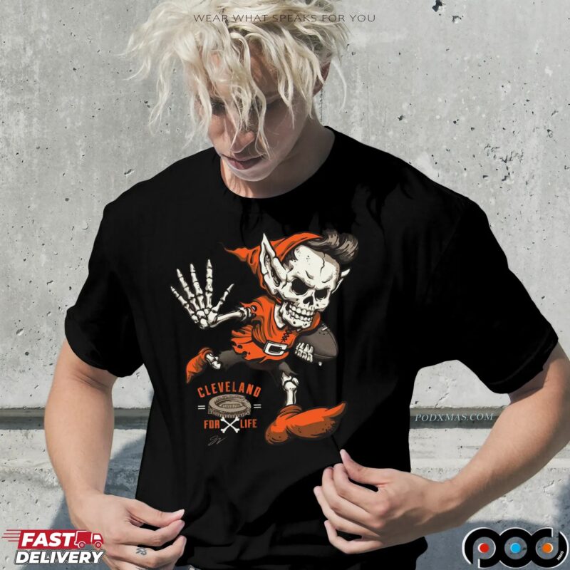 Cleveland For Life Skeleton Elf Halloween T Shirt