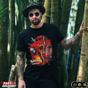 Red Gyarados Pokémon Mountain Dew Retro Code Red Soda and Trading Card Game Mashup T Shirt