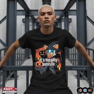 Rouge the Bat It's Finally Autism Witch Pumpkins and Spooky Night Halloween Sonic Graphic T Shirt
