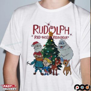 Rudolph the Red-Nosed Reindeer Christmas with Santa, Hermey, Yukon, Clarice and Bumble T Shirt