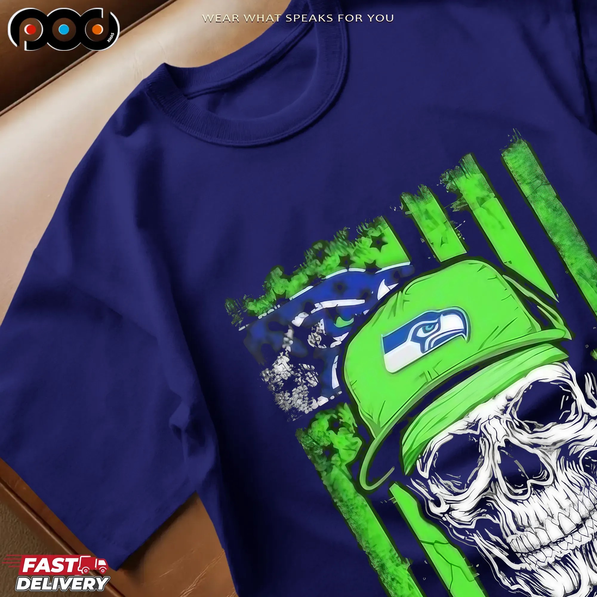 Seattle Seahawks Football Skull Us Flag T Shirt