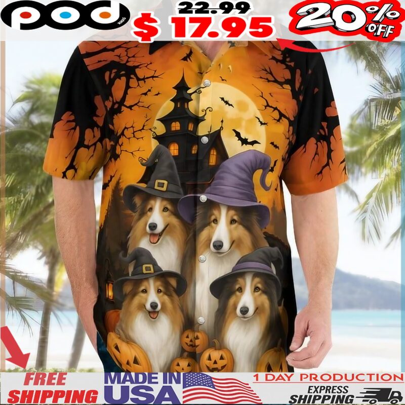 Sheltie Halloween Hawaiian Shirt Sheltie Halloween Hawaiian Shirt