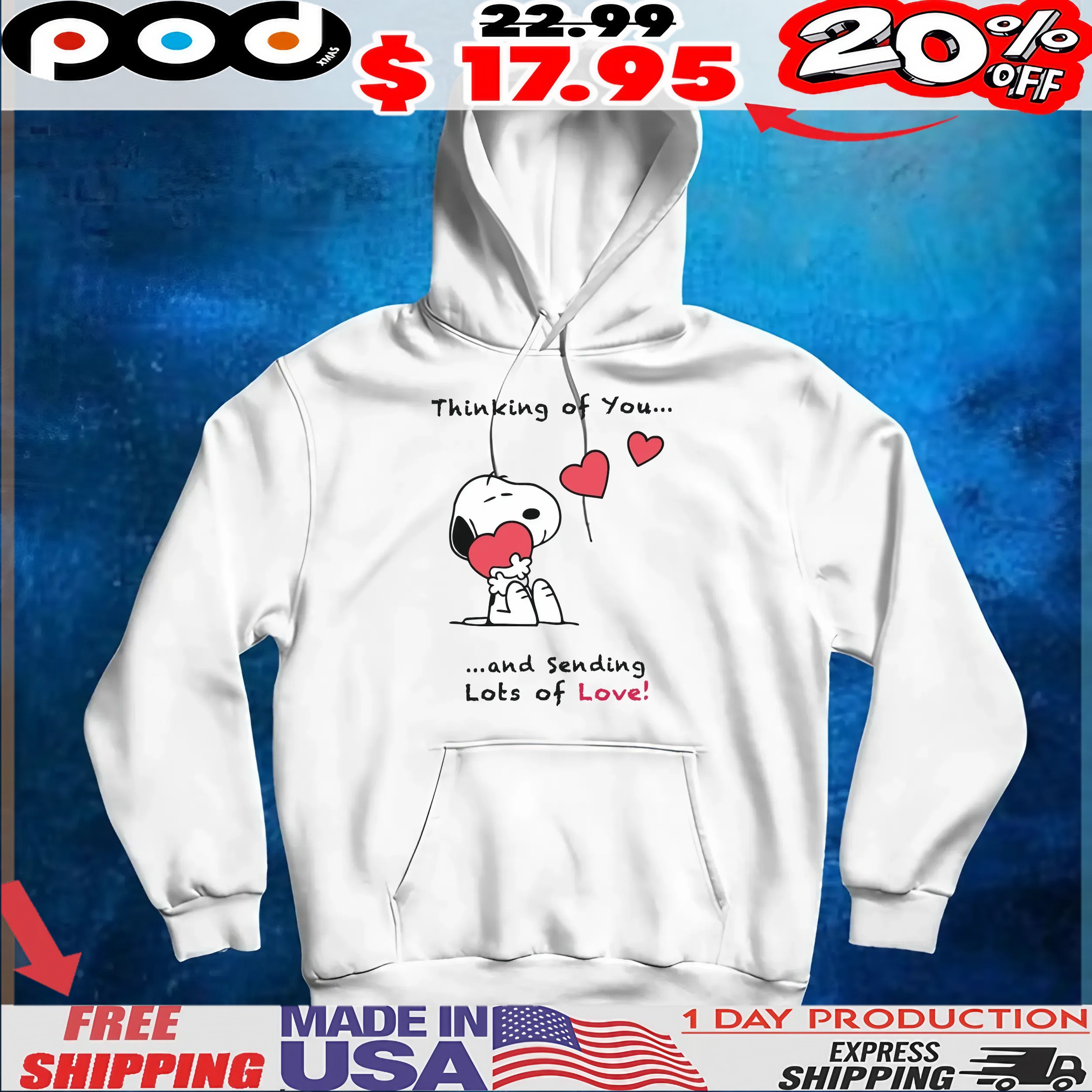 Snoopy Thinking Of You And Sending Lots Of Love T Shirt
