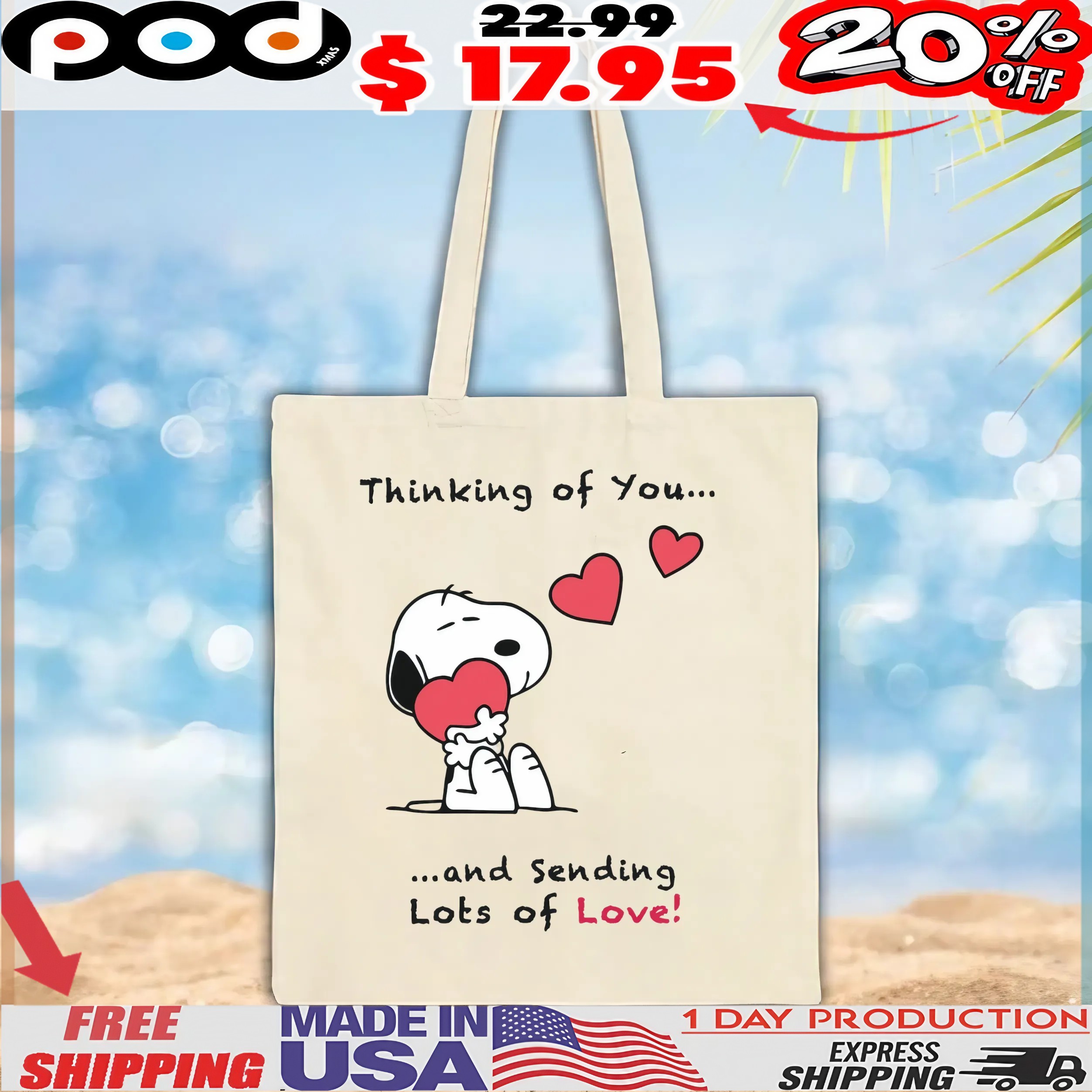 Snoopy Thinking Of You And Sending Lots Of Love T Shirt