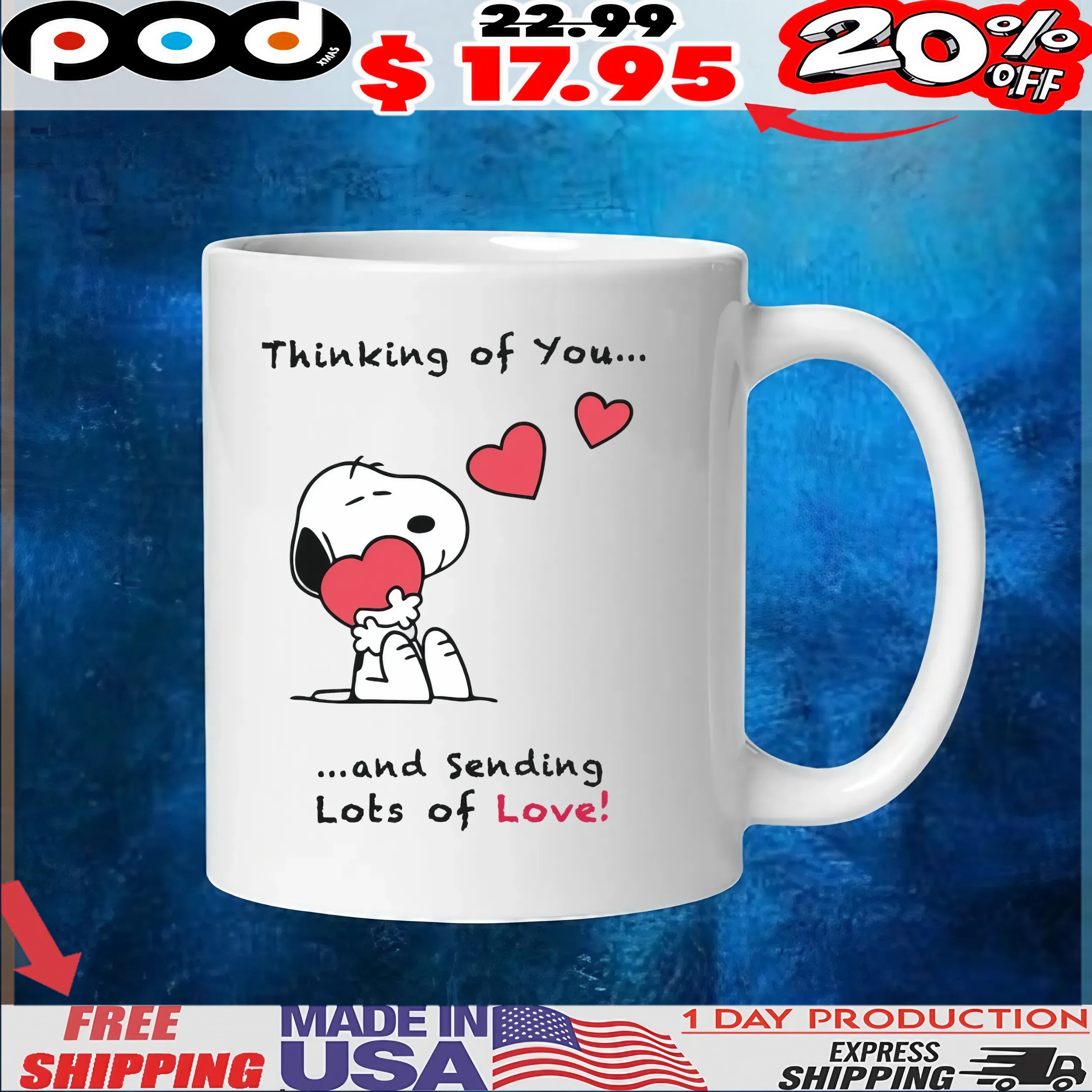 Snoopy Thinking Of You And Sending Lots Of Love T Shirt