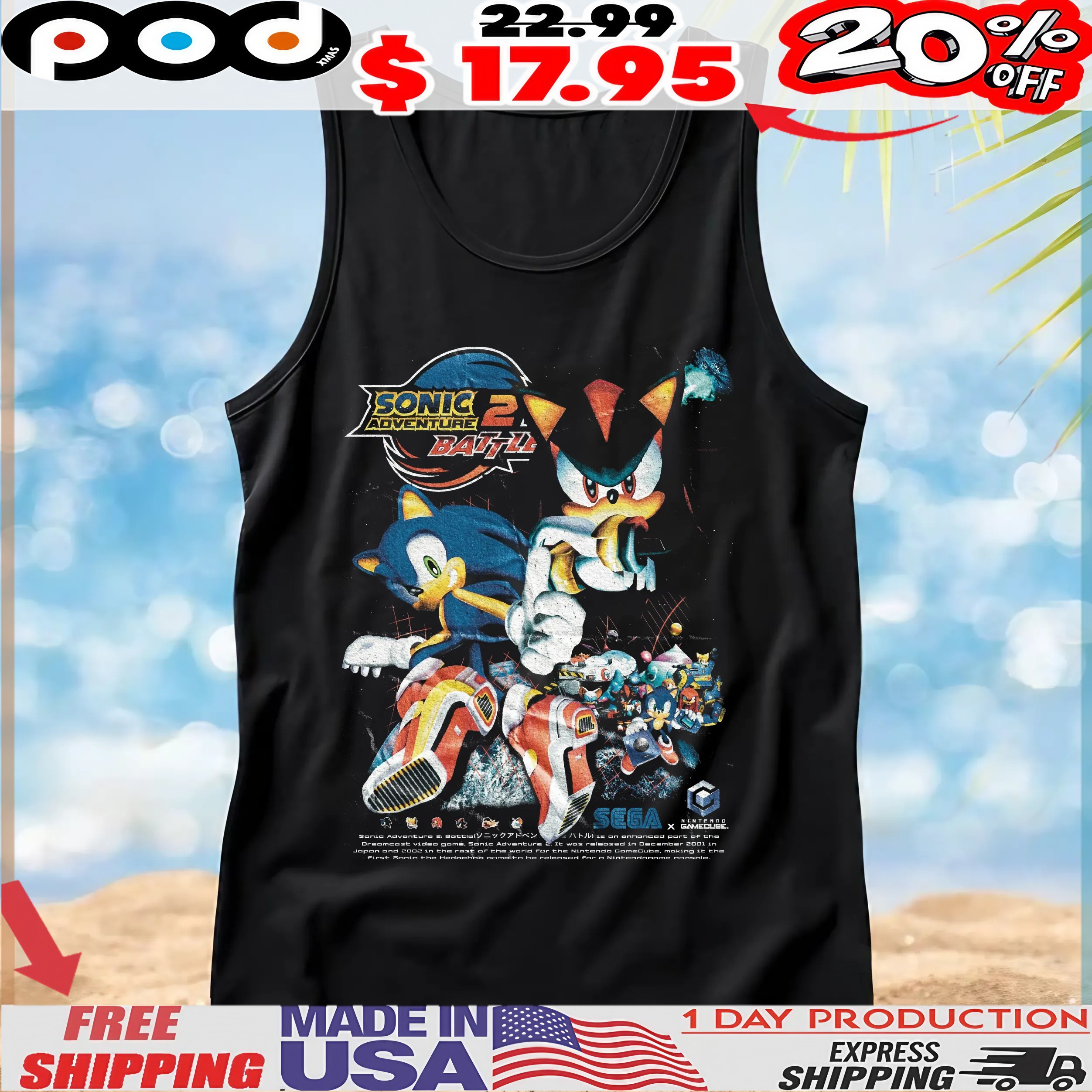 Sonic Adventure 2 Battle Sonic the Hedgehog Shadow the Hedgehog T Shirt