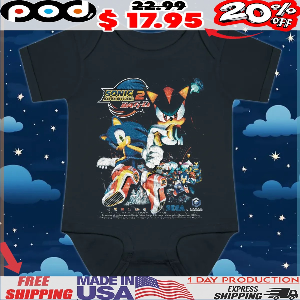 Sonic Adventure 2 Battle Sonic the Hedgehog Shadow the Hedgehog T Shirt