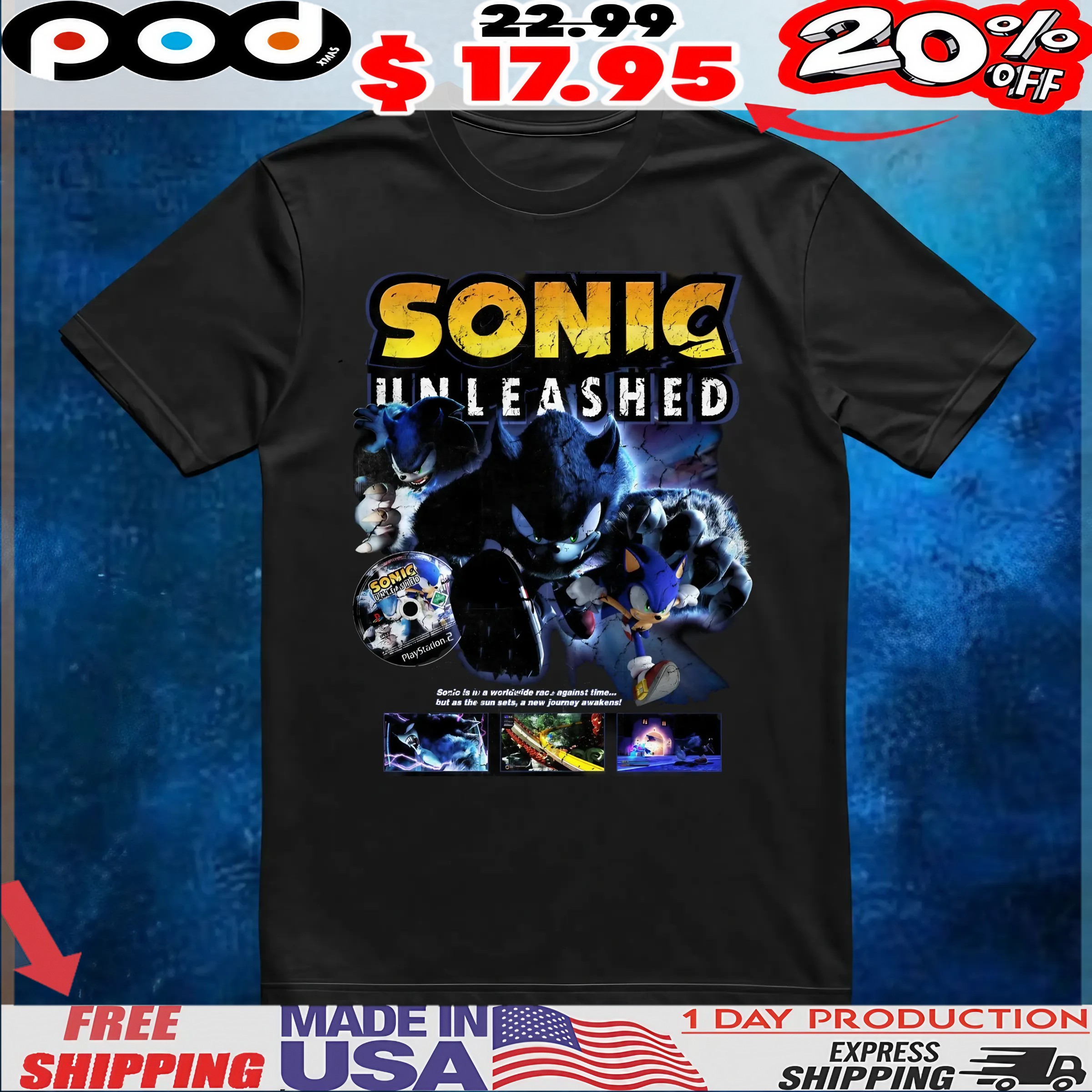 Sonic Unleashed Sonic Is A Worldwide Race Against Time But As The Sun Sets, A New Journey Awakens T Shirt Sonic Unleashed Sonic Is A Worldwide Race Against Time But As The Sun Sets, A New Journey Awakens T Shirt