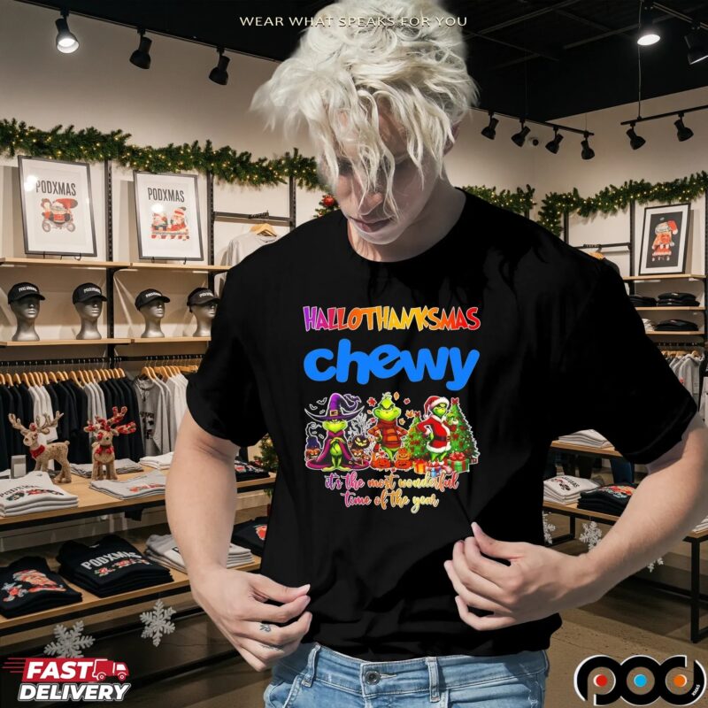 Grinch Hallothanksmas Chewy It's The Most Wonderful Time Of The Year Halloween Christmas Halloween T Shirt