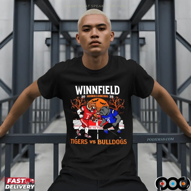 Winnfield Homecoming Tigers Vs Bulldogs 2025 Football Halloween Mashup T Shirt