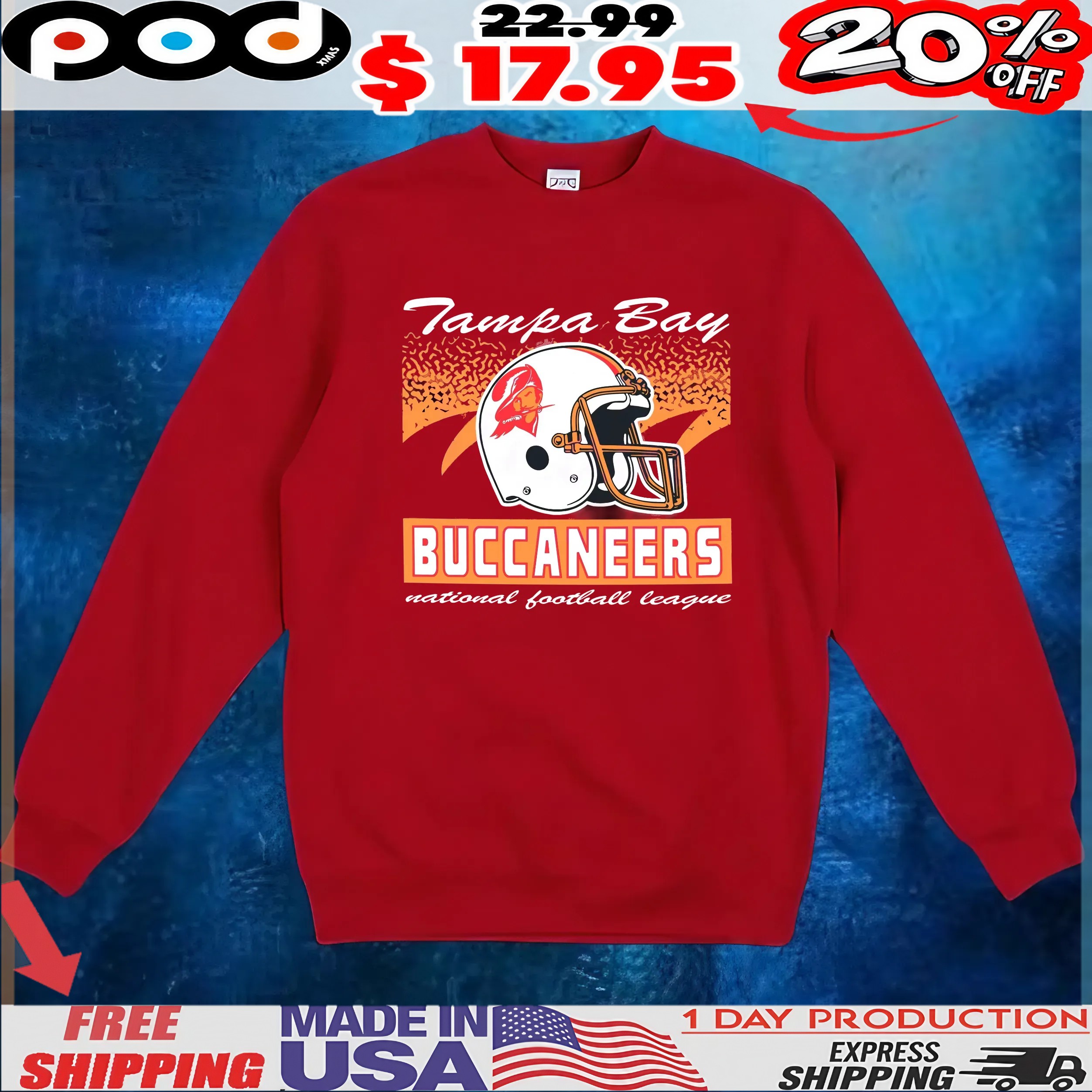 Tampa Bay Buccaneers Historic Waver Football Helmet Team National Football League T Shirt
