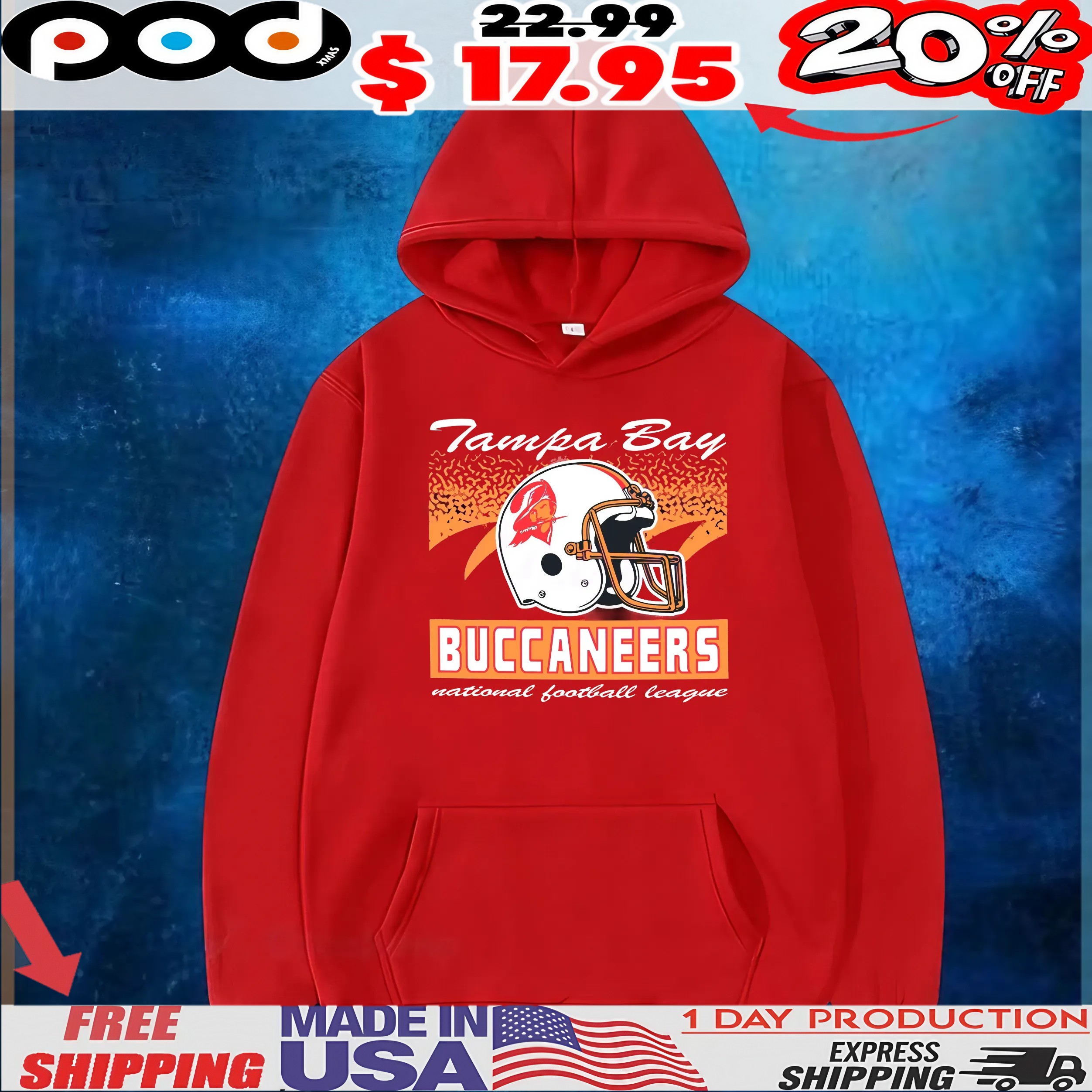 Tampa Bay Buccaneers Historic Waver Football Helmet Team National Football League T Shirt