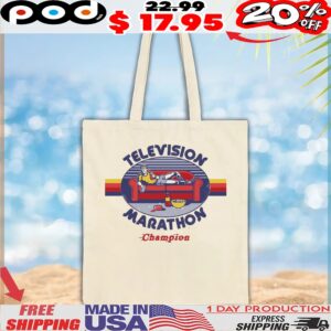 Television Marathon Champion Stripe Meme T Shirt