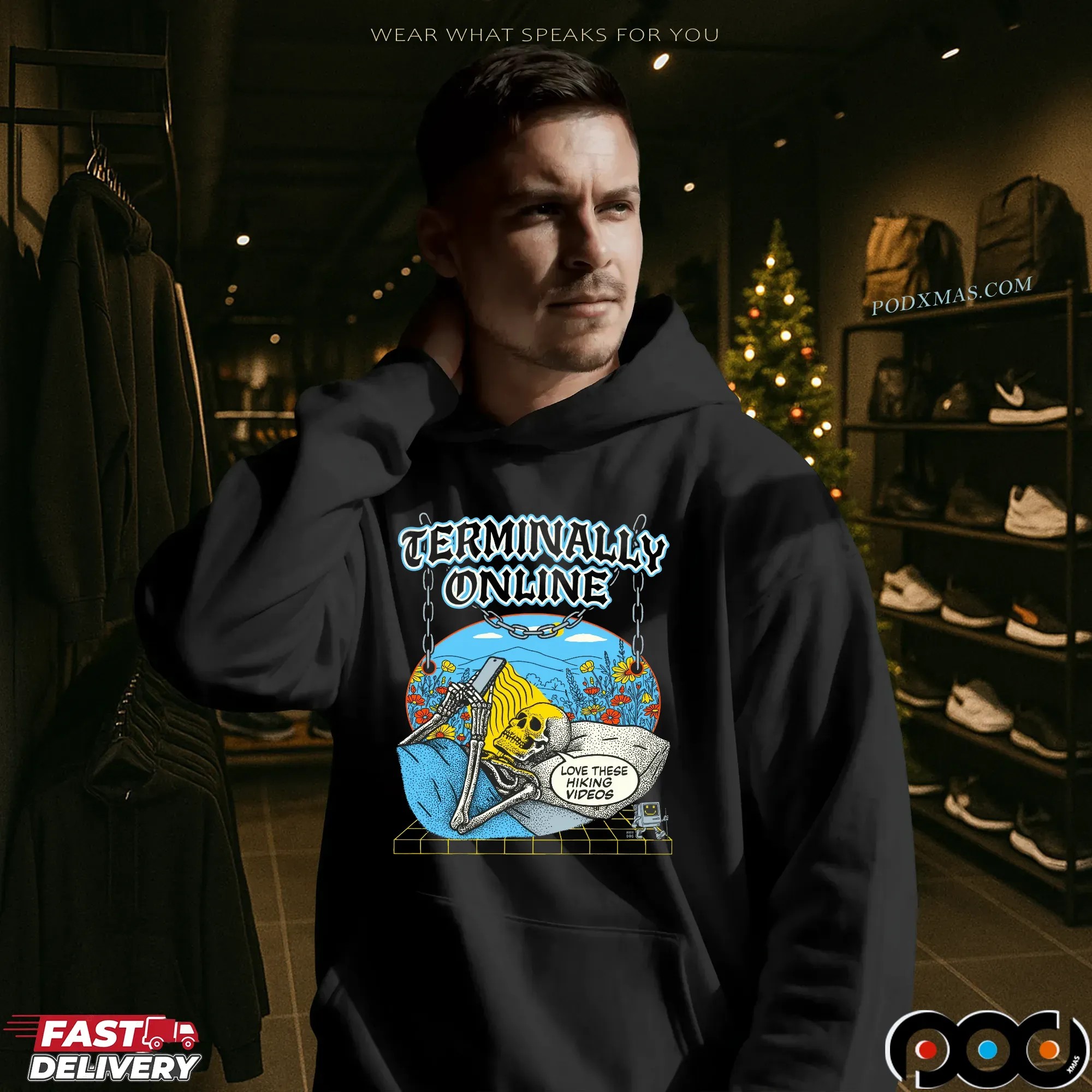 Terminally Online Skeleton On Bed Love These Hiking Videos T Shirt Terminally Online Skeleton On Bed Love These Hiking Videos T Shirt