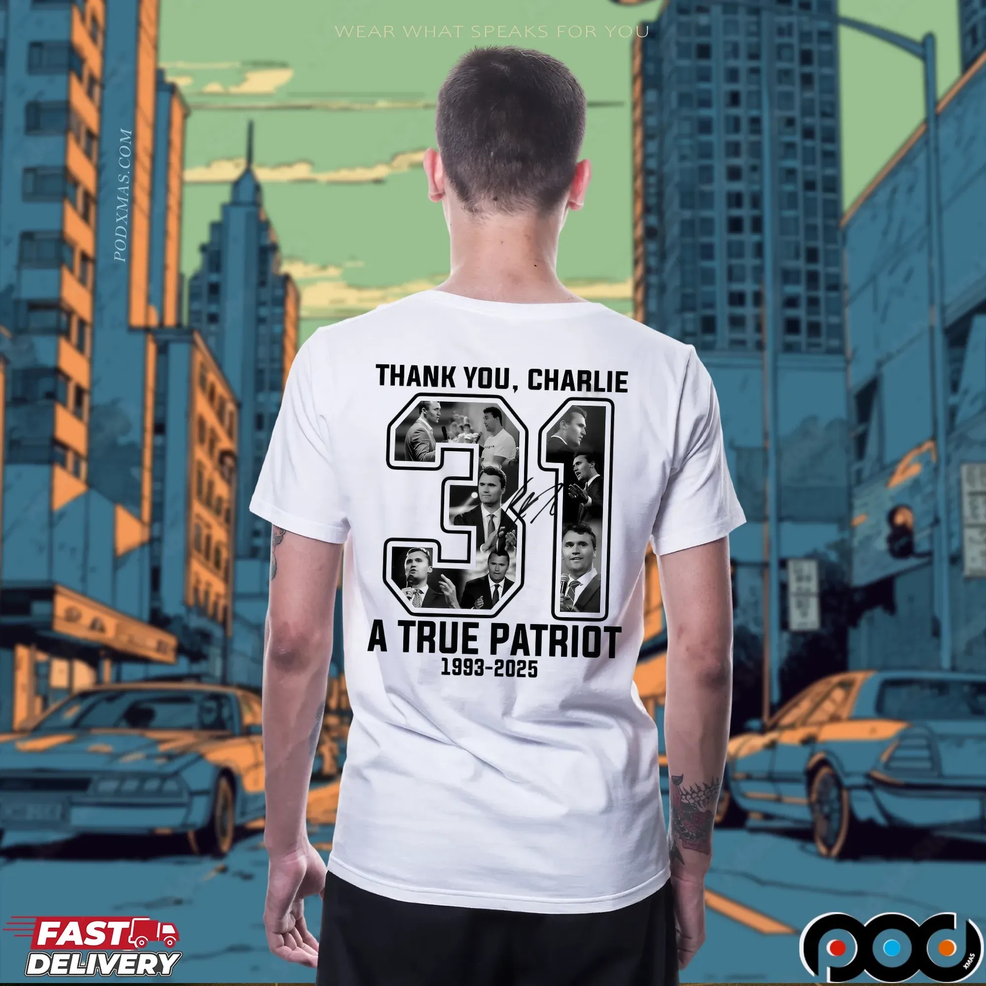 Thank you Charlie Kirk 31 A True Patriot 1993 2025 Rest In Peace Memorial T Shirt