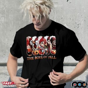 The Boys of Fall Horror Movie Characters Michael Myers, Pennywise, Chucky, Jason, Freddy Autumn Coffee Graphic Halloween T Shirt