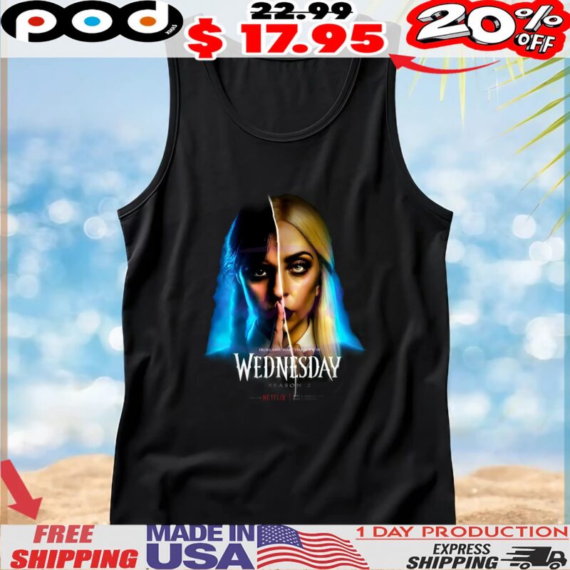 Jenna Ortega And Lady Gaga Wednesday Season 2 Rosaline Rotwood T Shirt