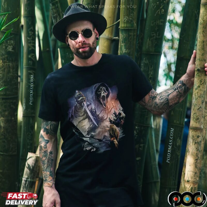 Ghost Face Nightmare City Halloween Graphic Art T Shirt