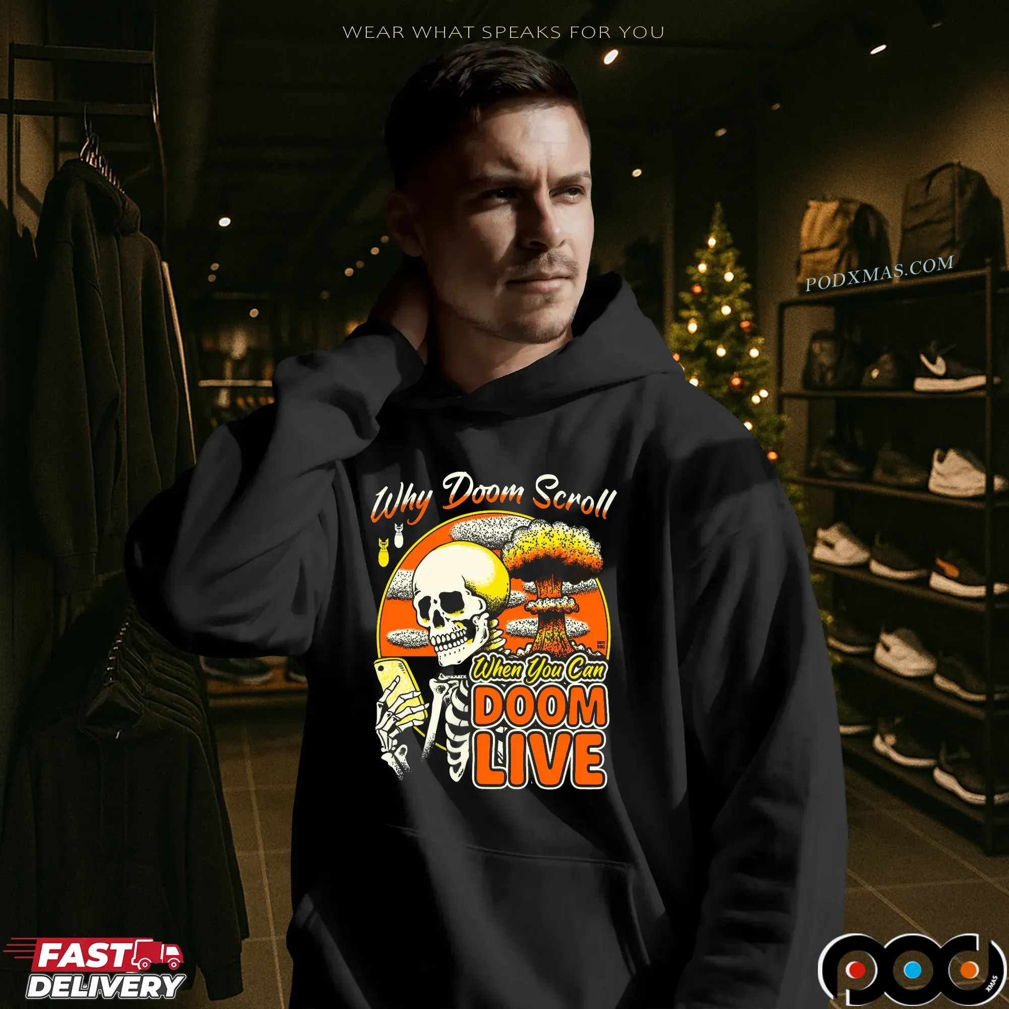 Why Doom Scroll When You Can Doom Live Skeleton T Shirt