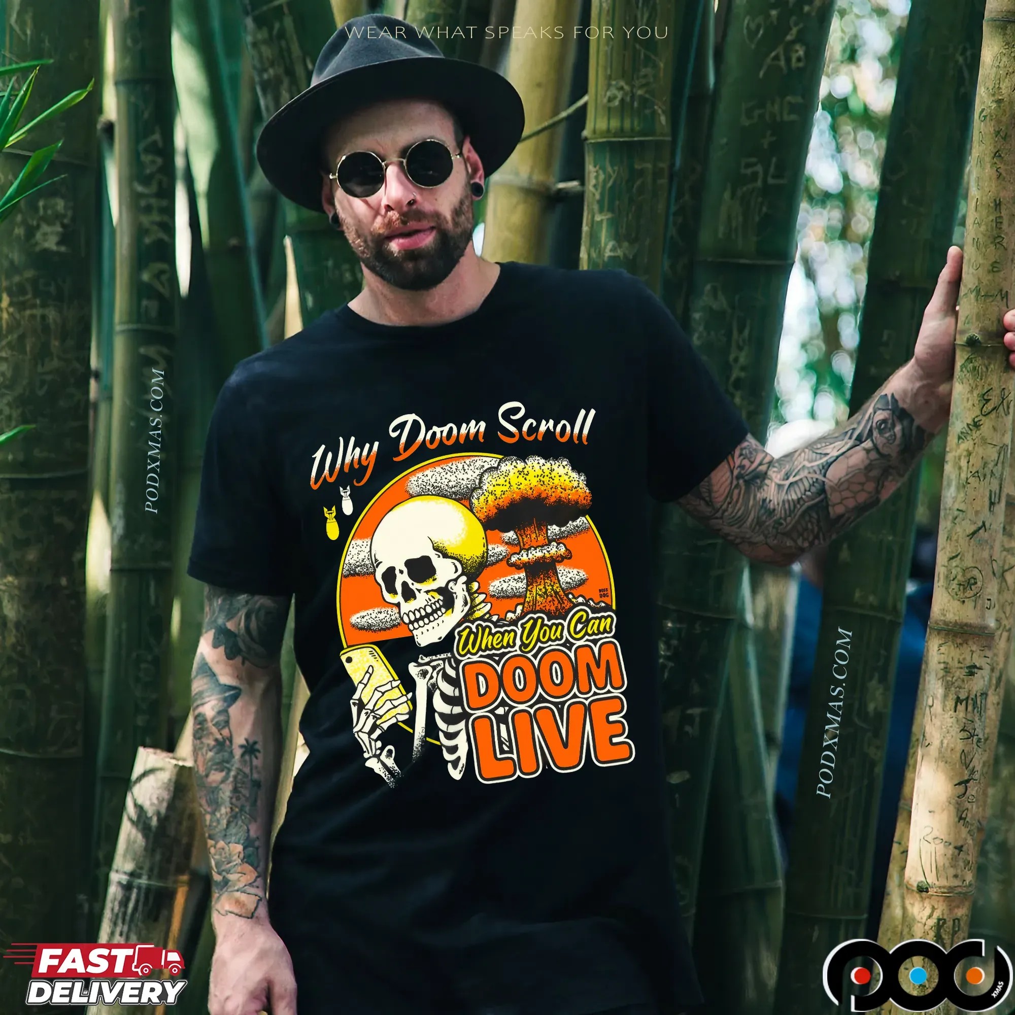 Why Doom Scroll When You Can Doom Live Skeleton T Shirt