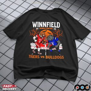 Winnfield Homecoming Tigers Vs Bulldogs 2025 Football Halloween Mashup T Shirt
