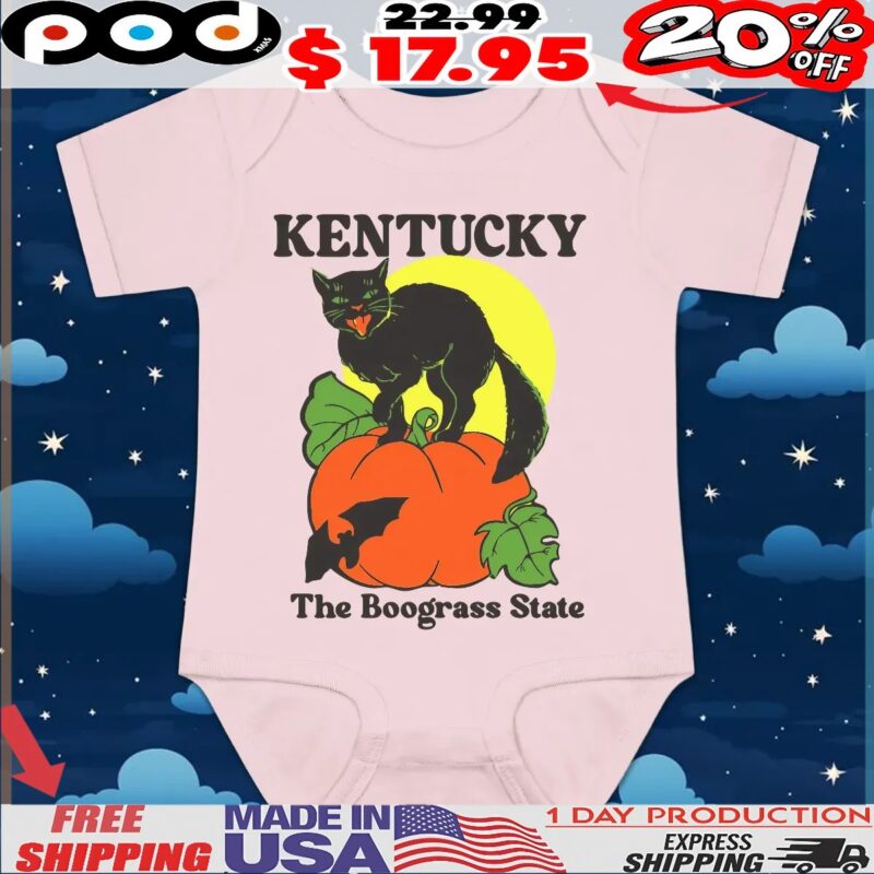 Kentucky The Boograss State Black Cat Pumpkin Halloween T Shirt