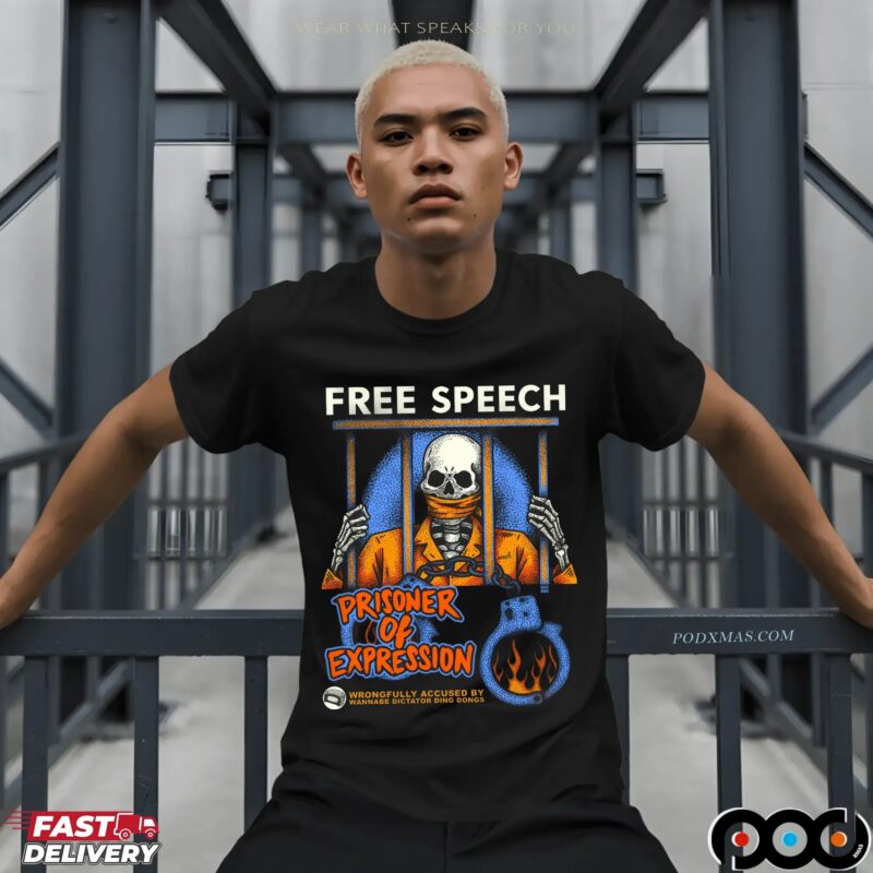 Free Speech Prisoner Of Expression Wrongfully Accused By Wannabe Dictator Ding Dongs Skeleton T Shirt Free Speech Prisoner Of Expression Wrongfully Accused By Wannabe Dictator Ding Dongs Skeleton T Shirt