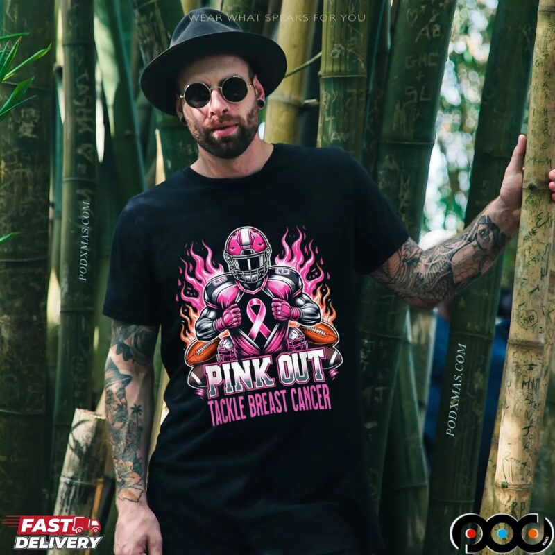 Pink Out Tackle Breast Cancer Awareness American Football Mashup T Shirt