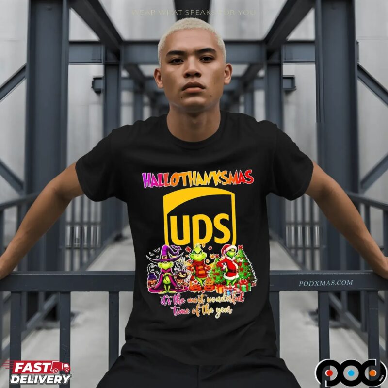 Hallothanksmas UPS and Grinch It's The Most Wonderful Time Of The Year Halloween Christmas Mashup T Shirt