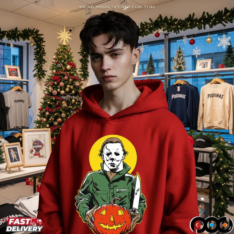 Michael Myers Pumpkin And A Knife Horror Halloween T Shirt