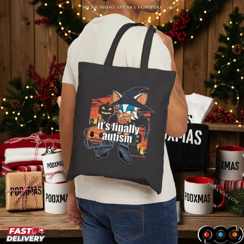 Rouge the Bat It's Finally Autism Witch Pumpkins and Spooky Night Halloween Sonic Graphic T Shirt
