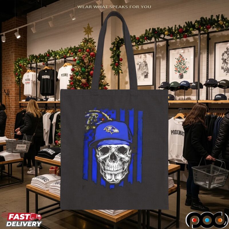 Baltimore Ravens Football Skull US Flag Graphic T Shirt